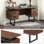  Bureau à domicile avec tiroirs, table d'écriture 59 po avec rangement pour dossiers suspendus, bureau de travail, noyer