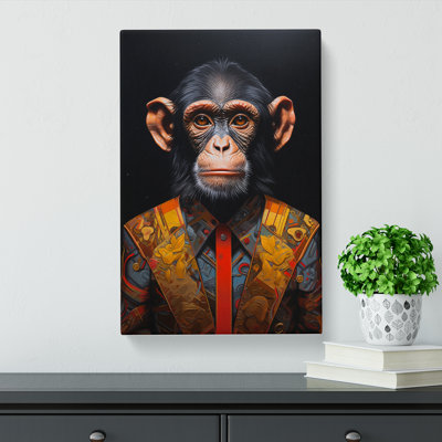 Monkey Hard Edge Painting Art - Wrapped Canvas