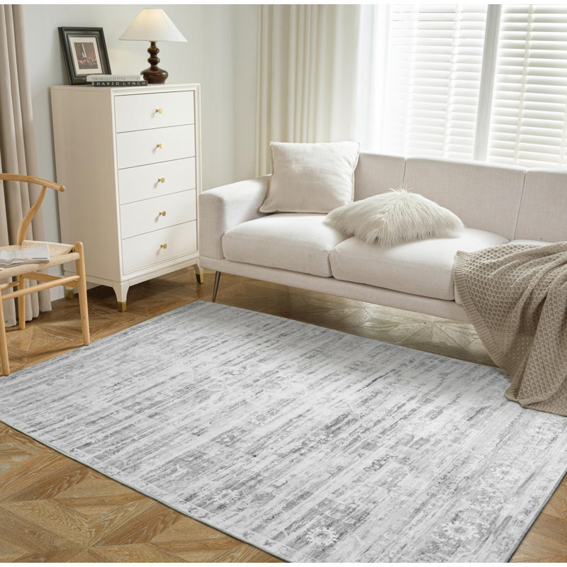 Washable Floral Indoor Rug, Rectangle 5' x 7'