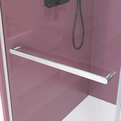 Brushed Nickel Double Sliding Door For Shower With 3/8" Clear Glass 72 - 76 Inches Door, Tempered Glass, Stainless Steel, Design