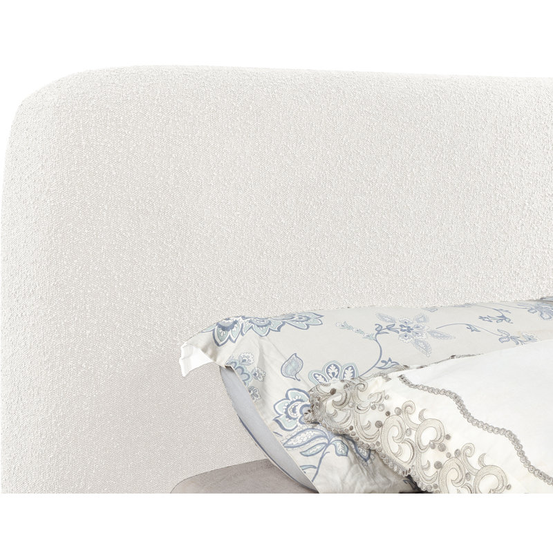 Lit plateforme tapissier Rigby, Grand, Tissu bouclé crème