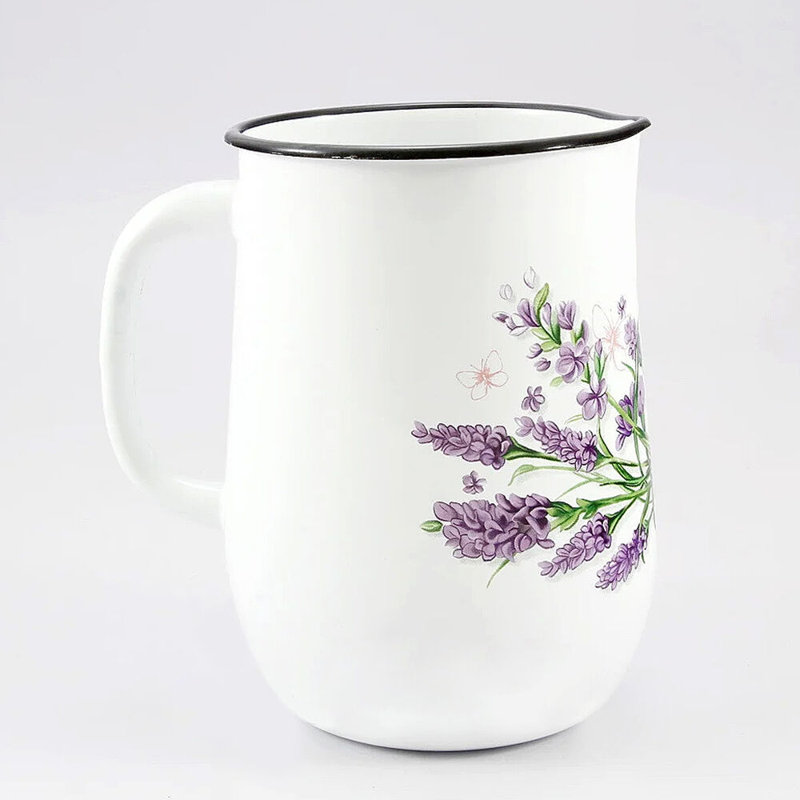 Lavender Bouquet Dot 5-Pint Vintage Style Steel Enamelware Pitcher
