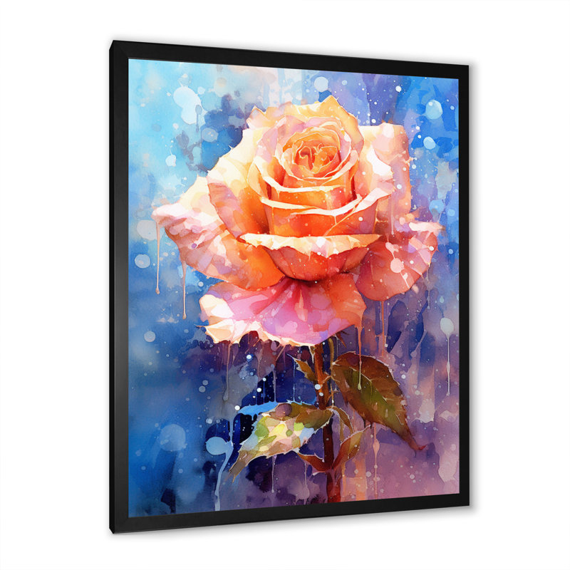 Rose pêche - rêverie II - imprimé, Cadre photo noir, H 20 po x l 12 po x P 1 po