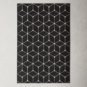 Abbi Geometric Black Indoor / Outdoor Area Rug