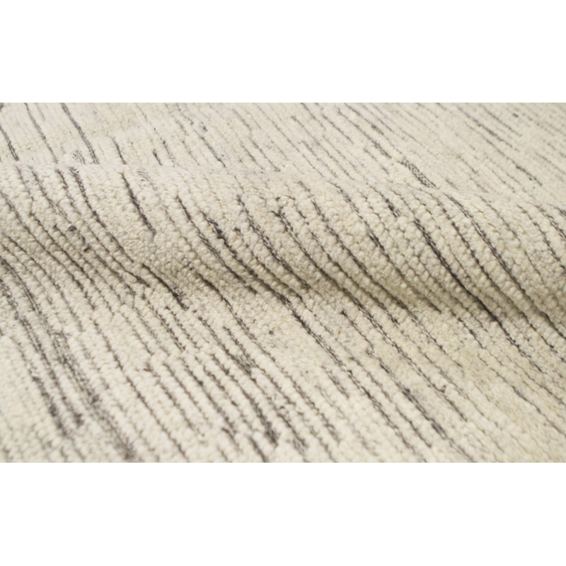 Moroccan Hand Knotted Wool Natural/Charcoal Rug