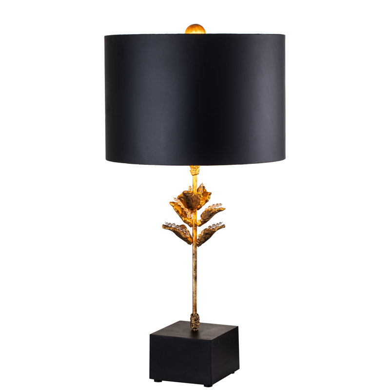 Classic Leaf Detail Black And Gold Lamp