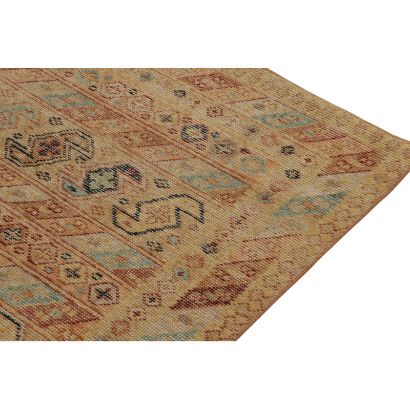 Distressed Homage Hand Knotted Wool Geometric Area Rug, Runner 3' x 8'