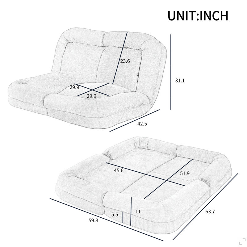 Convertible Fold-Out Single Sofa Bed,The Right Part Of The Complete Product., Pink