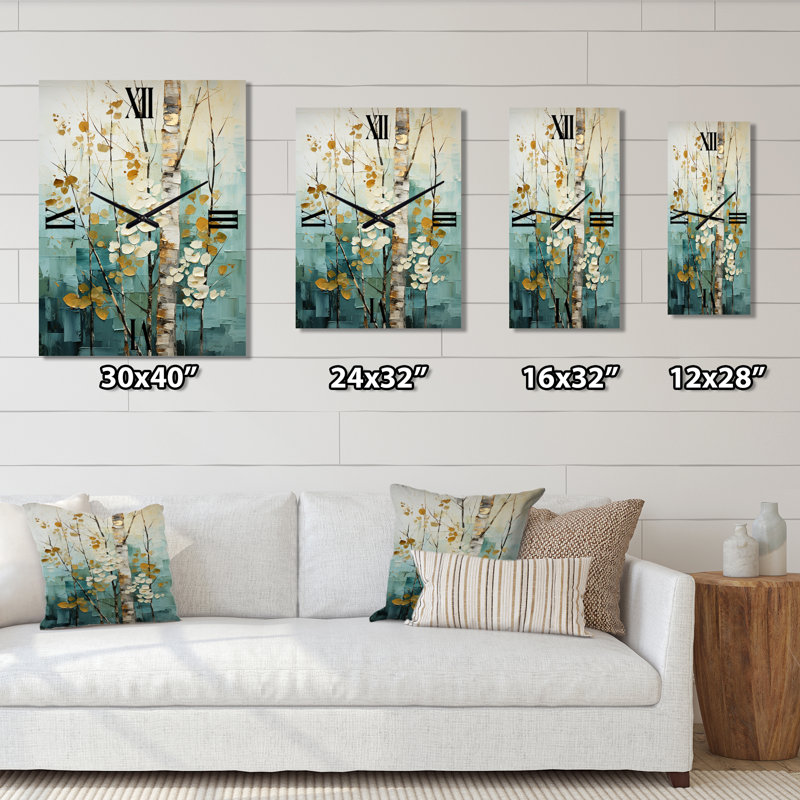 Horloge murale Birch Woods Whispering Winds, H 32 po x l 24 po x P 1 po