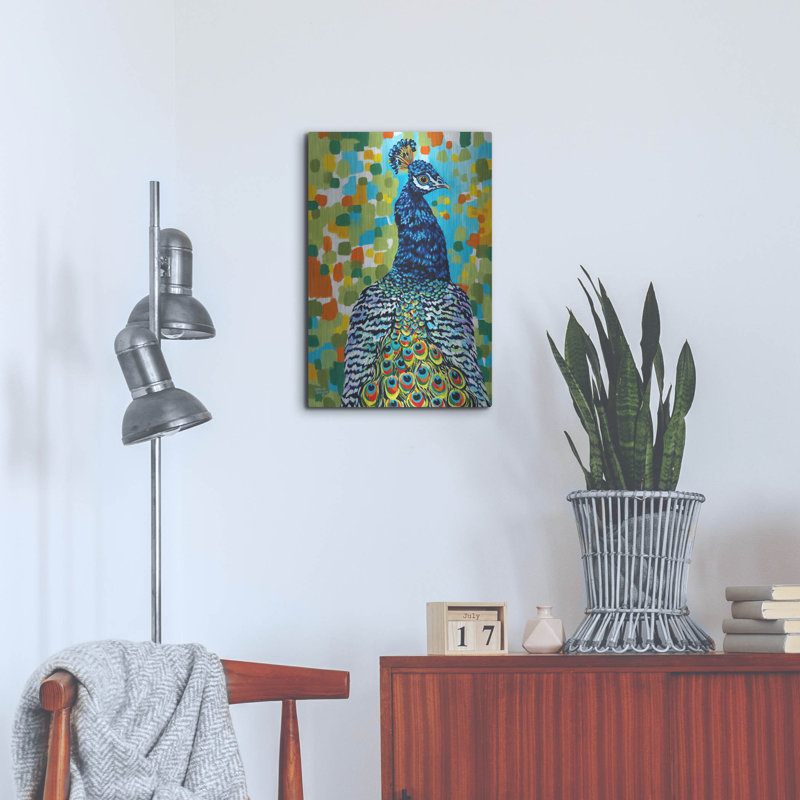 «Plumes de paon II» par Carolee Vitaletti, H 24 po x l 16 po