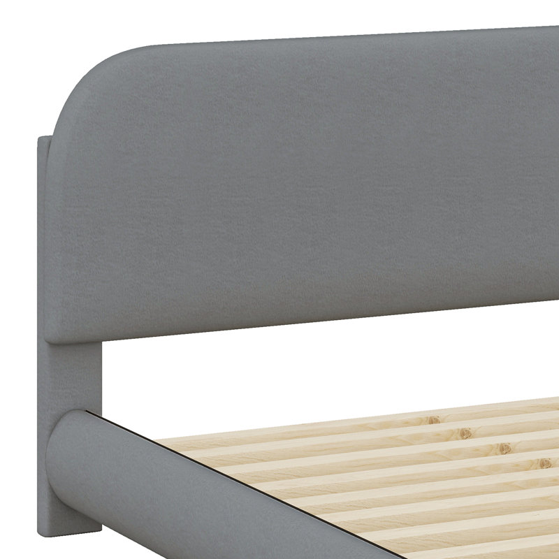 Lit plateforme tapissier de forme incurvée avec tissu épais