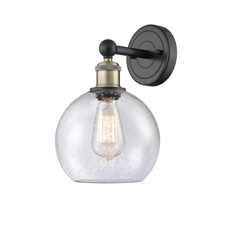 Ellington Steel Armed Sconce, Black Antique Brass, Seedy