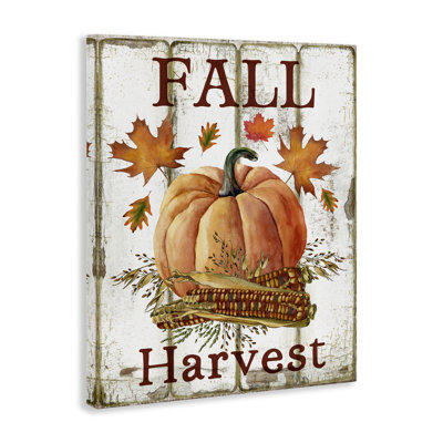 «Fall Harvest», art mural sur toile de citrouille et de maïs par Creatif Belle