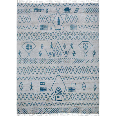 Tapis unique en laine noué à la main 7 pi 8 po x 10 pi 4 po New Age