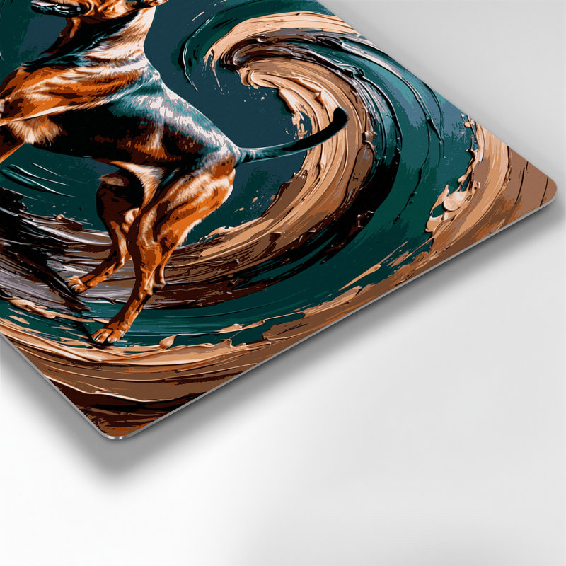 «Dogs German Pinscher», art mural en métal bleu, H 24 po x l 36 po
