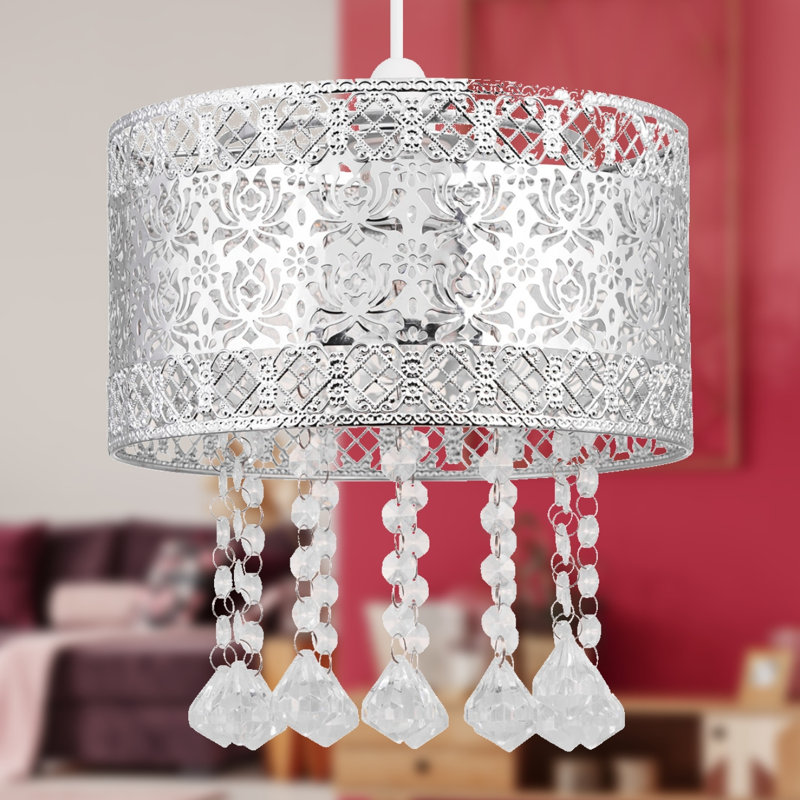 22cm H Metal Drum Pendant Shade ( Uno ), Chrome