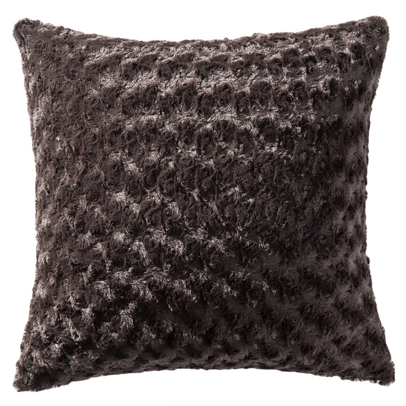 Faux Fur Pillow Cover, Coffee, 18"H x 18"W
