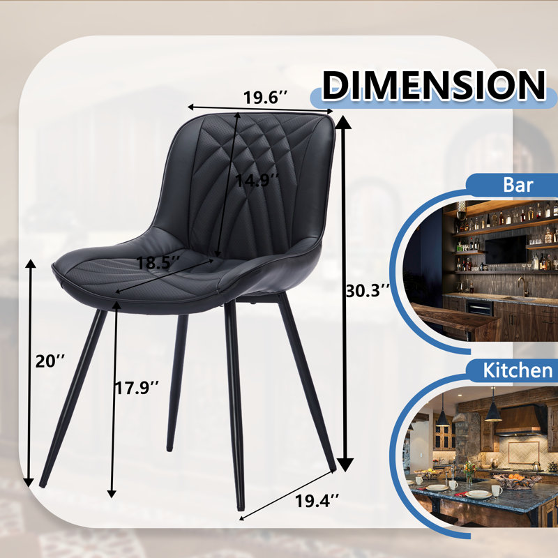 Chaise rembourrée Mid-Century (ensemble de 4), Noir, noir, noir, noir