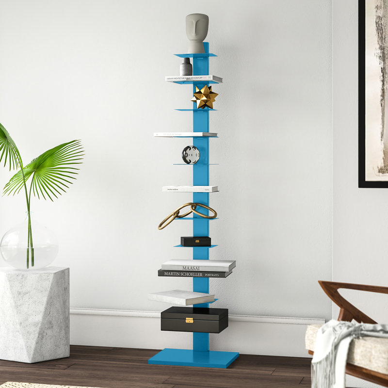 St Catherine Bookcase, Cyan, (11 Shelves) 65.25" H x 15.75" W x 16" D