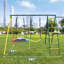 Balançoire en métal multicolore avec dispositif de sécurité