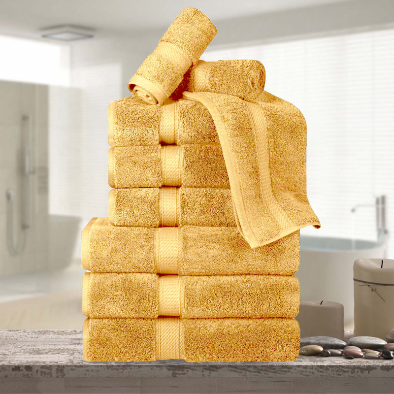 Scotia Egyptian Cotton Bath Towel Set, Gold, 9Pc Towel Set  (3Bath, 3Hand, 3Face)