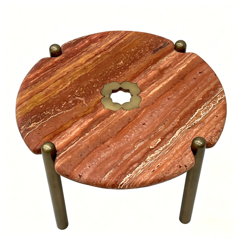 Table de bout en travertin rouge Ravello