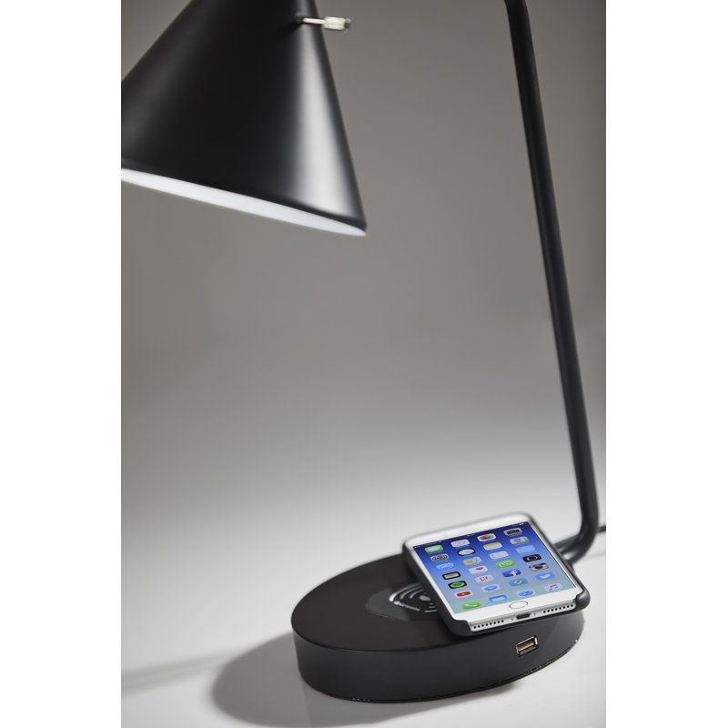 Lampe de bureau 19 po avec USB Hammond, Noir/laiton antique