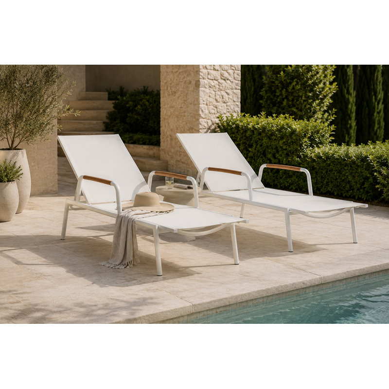 Ensemble de 2 chaises longues Stokes, blanc