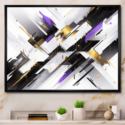 Mauve, noir, rayures audacieuses - art sur toile cubisme