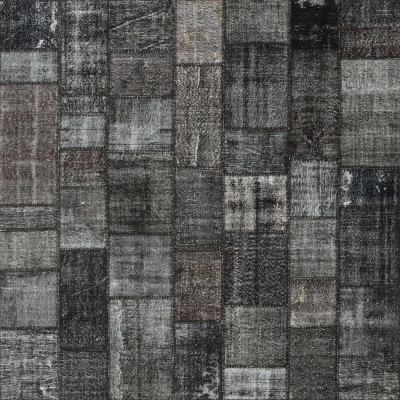 Tapis de zone noire contemporaine, Carré 5 pi