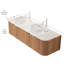 Meuble-lavabo de salle de bain moderne peu encombrant avec lavabo en verre, finition bois naturel