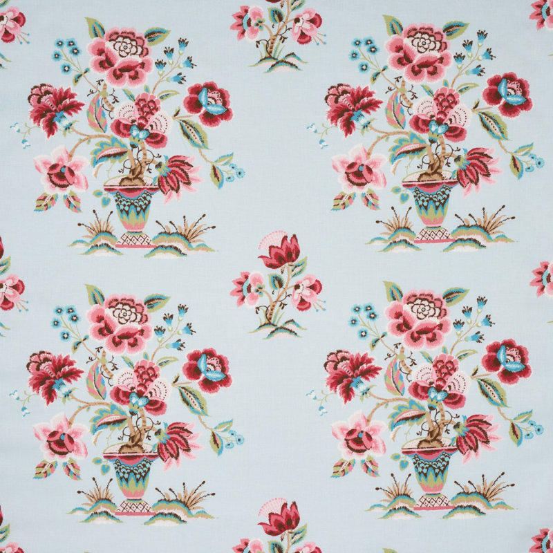Tissu en lin Ashford, Rose / ciel
