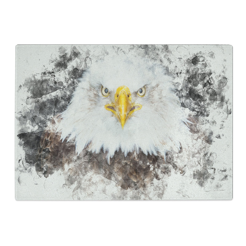 Tempered Glass Bald Eagle Bird Watercolour Chopping Board, 28.5 cm x 39 cm