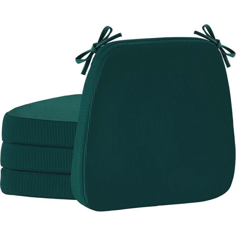 2'' Thick High-Density Foam Indoor Chair Cushions | Dining Chair Pads with Ties, Removable Washable Cover, Hunter Green