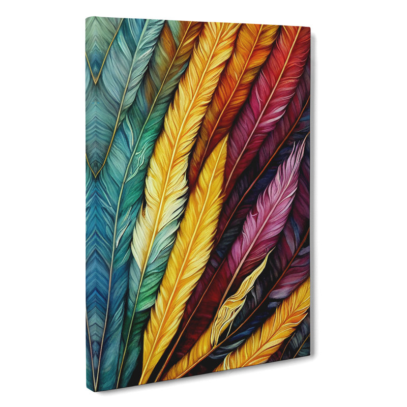 Layered Feathers - Wrapped Canvas, 50cm H x 35cm W x 3cm D