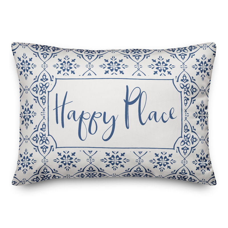 Housse de coussin rectangulaire et insert Happy Place Medallion, Bleu