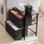 Structure de lit simple en métal avec ensemble de chambre à coucher avec 2 tables de chevet, table de chevet avec structure en métal et plateau en bois, tiroirs en tissu-704523218