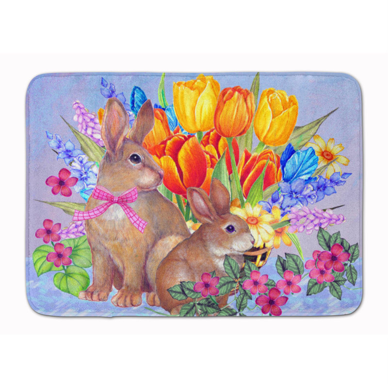 Tapis pour salle de bain à mousse à mémoire de lapin new beginnings ii pâques