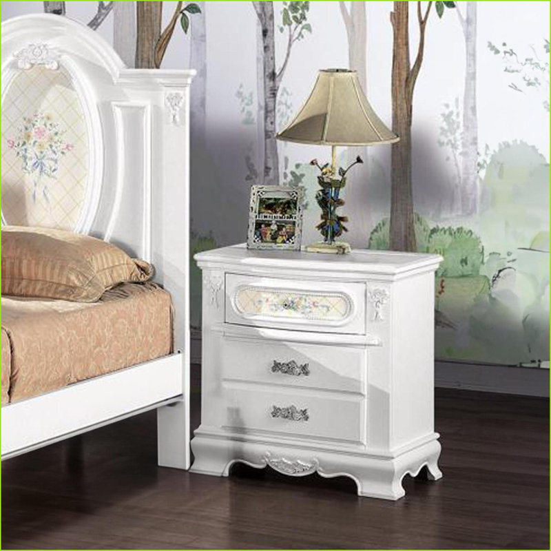 Table de chevet blanche à 2 tiroirs pour le rangement de la chambre à coucher, Blanc
