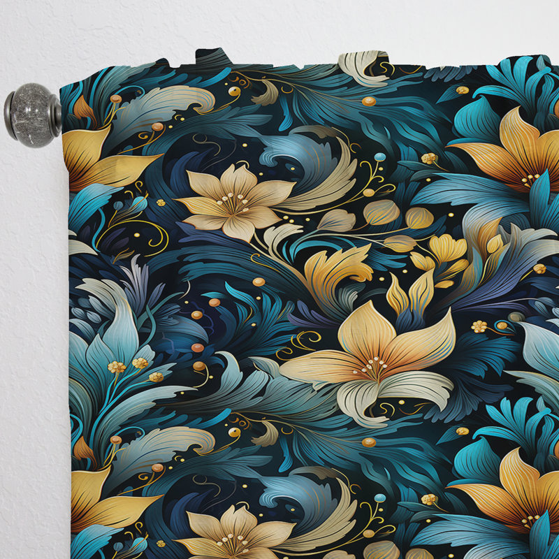 Rideau en velours glamour moderne Boho à motif cachemire II - 1 panneau, L 52 po x L 90 po