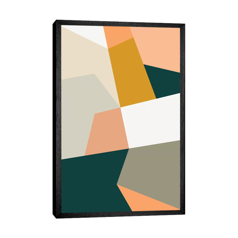 Abstract Geometric XXVII Green - Print on Canvas, Black Framed, 66.04 cm H x 45.72 cm W x 3.175 cm D