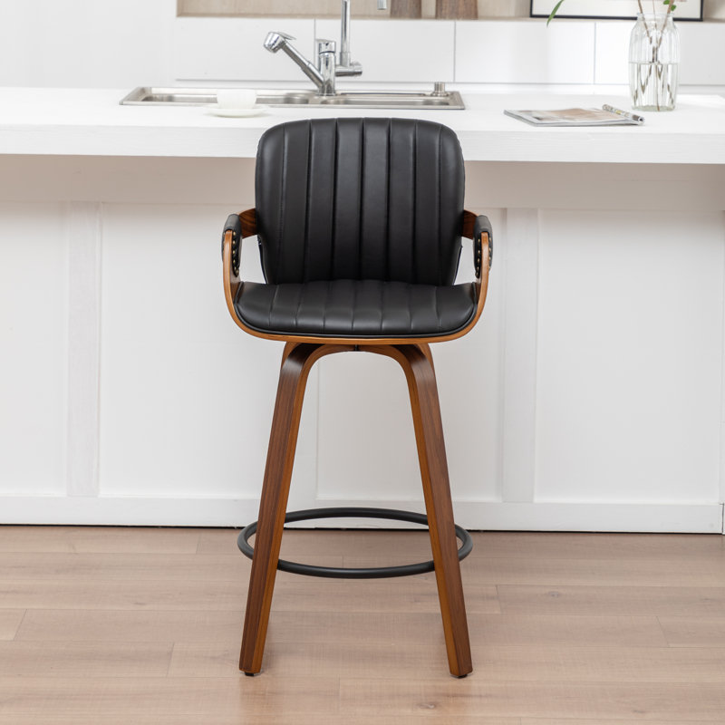 Tabouret de comptoir pivotant avec structure en bois Youngstown, Noir