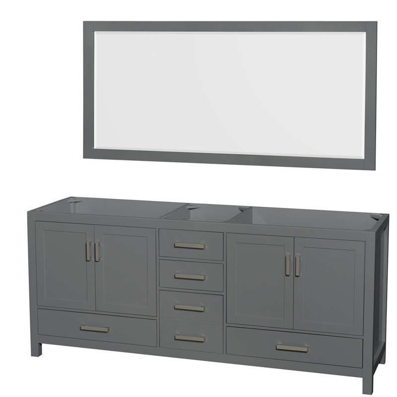 Sheffield 79" Double Bathroom Vanity Base Only, Dark Gray