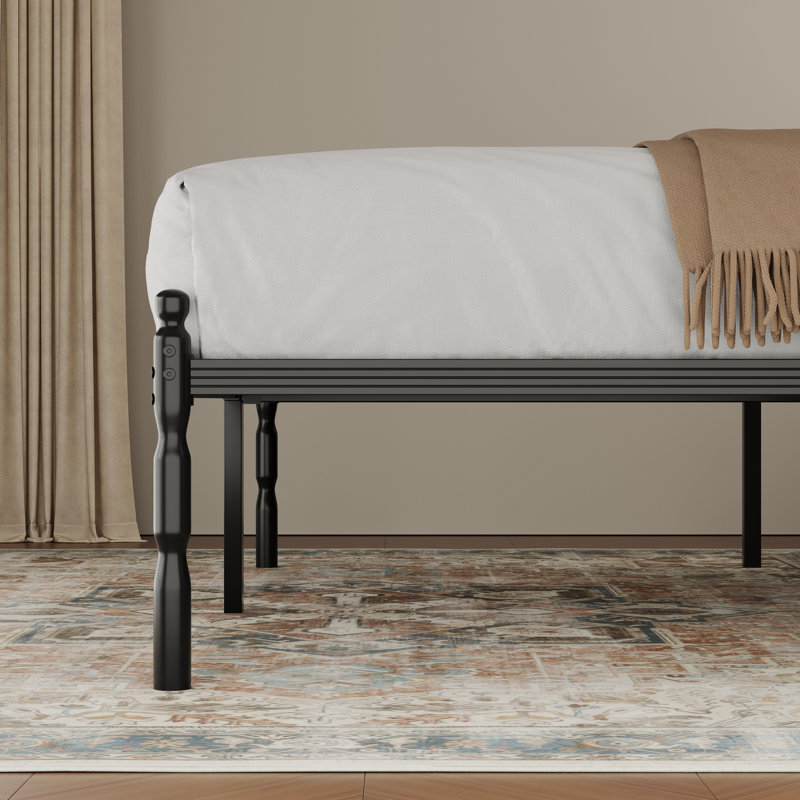 18" High Black Metal Full Bed Frame  with Roman Style Legs, Full