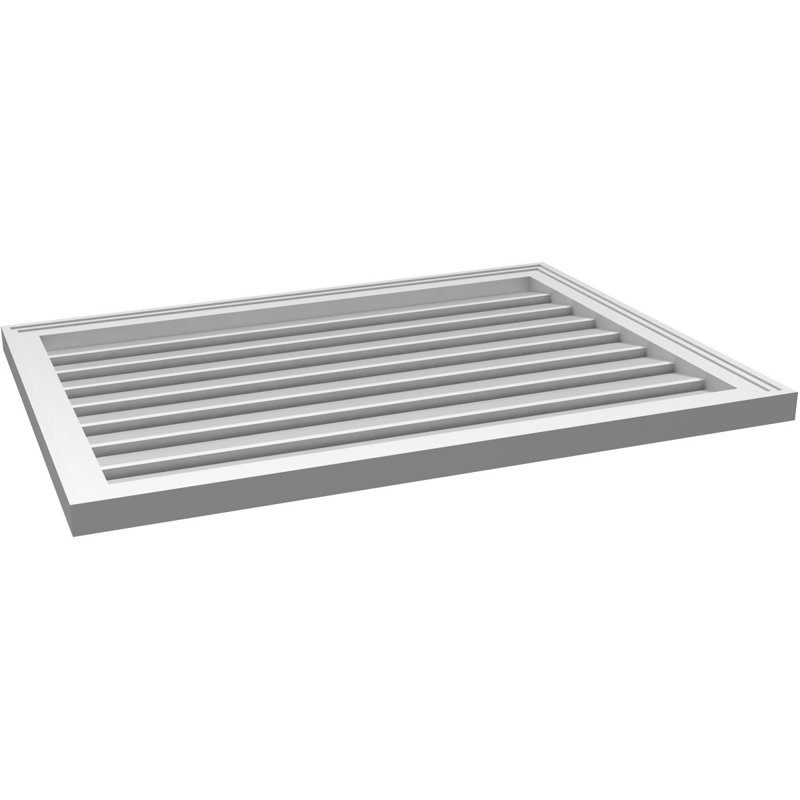 Évent à pignon fonctionnel en uréthane rectangulaire à fixation en surface, brun clair apprêté, H 26 po x l 36 po x P 1,5 po