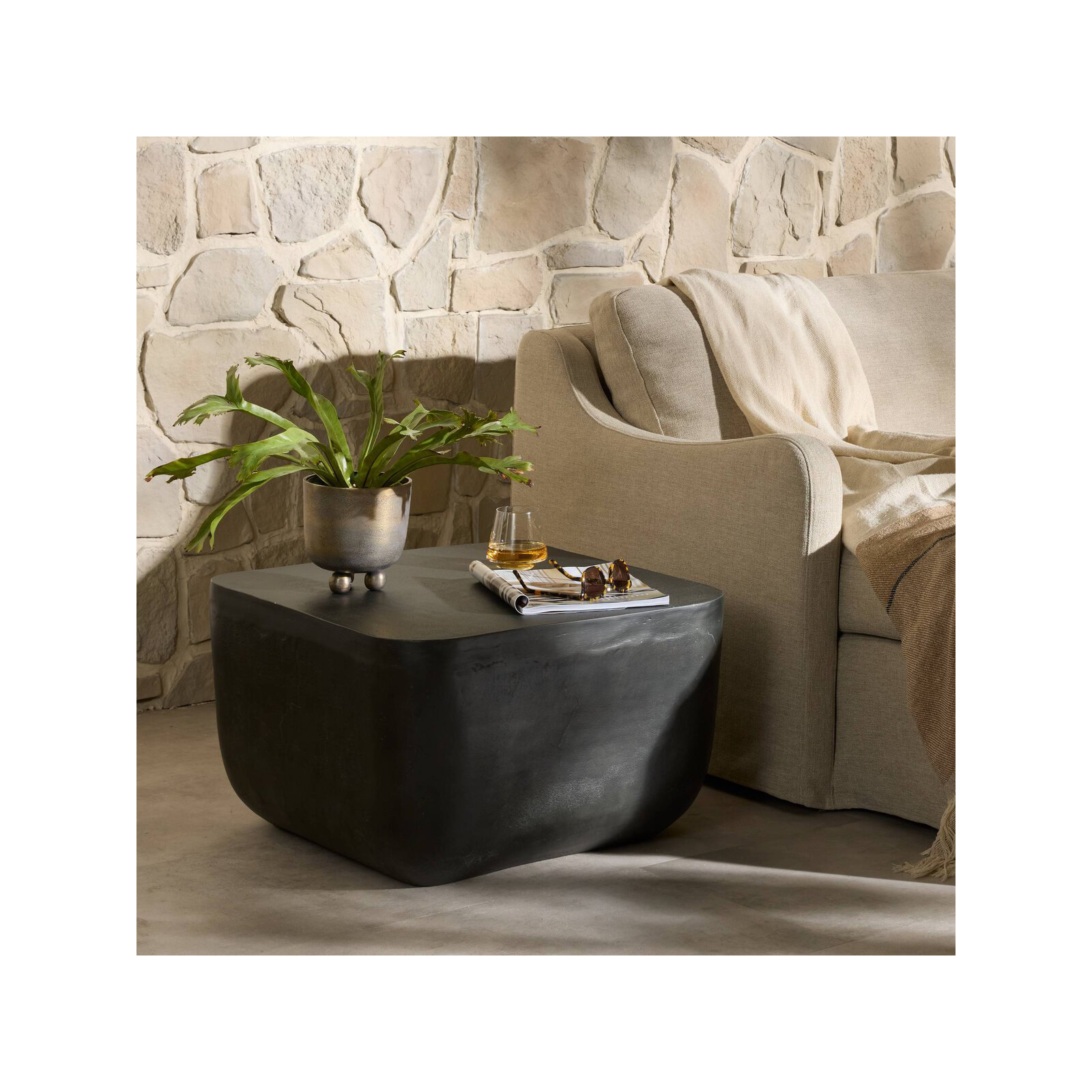 Eponine 24.75'' Outdoor Side Table, Aged Gray