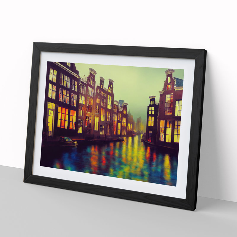 Amsterdam Canal Art Painting - Framed Print