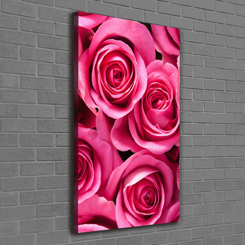 Pink Roses 1 Piece Wrapped Canvas Wall Art
