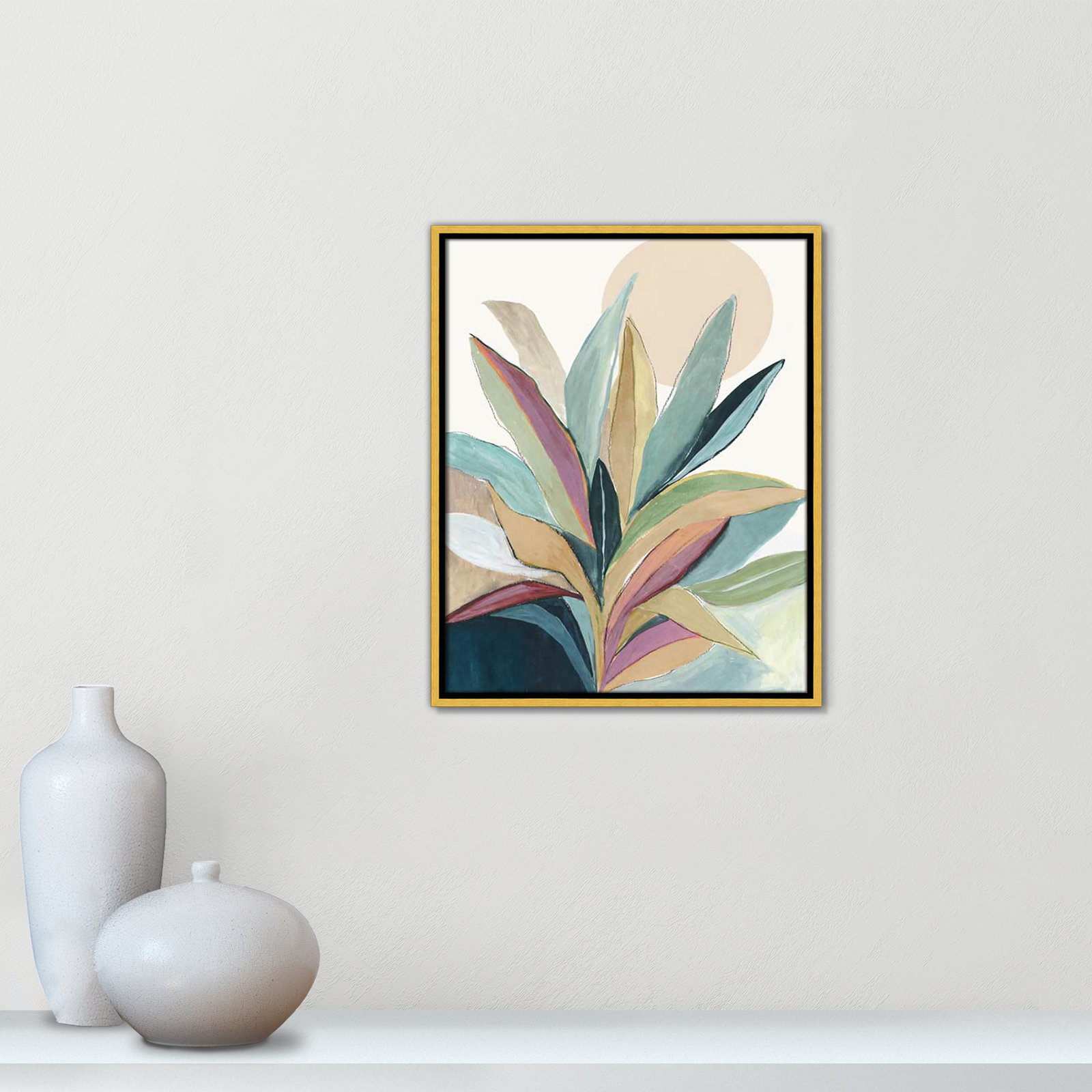 Sherbrooke Sunny Bright Leaves I by Asia Jensen Print, Gold Floater Framed, No Mat, 21.5" H x 17.5" W x 2" D