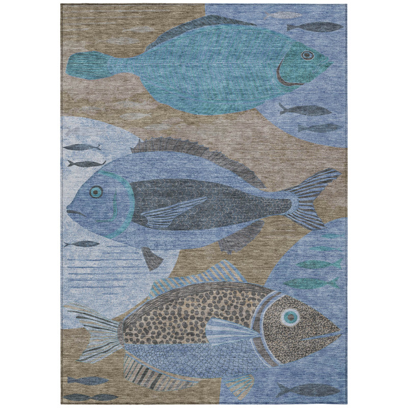 Machine Washable Indoor/Outdoor Chantille ACN2447 Coastal Rug, Taupe, 2'6" x 3'10"